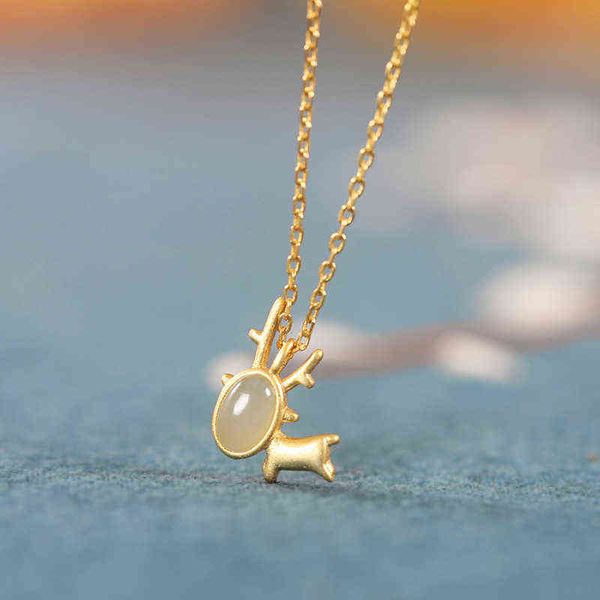 s925 sterling silver inlaid natural gem fawn necklace female korean fashion jewelry for women handmade
s925 sterling silver inlaid natural gem fawn necklace female korean fashion jewelry for women handmade
