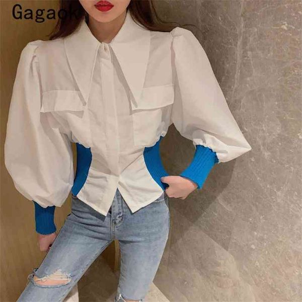 women party blouse spring autumn streetwear patchwork lantern sleeve slim shirts fashion wild and blouses 210531, White
women party blouse spring autumn streetwear patchwork lantern sleeve slim shirts fashion wild and blouses 210531, White