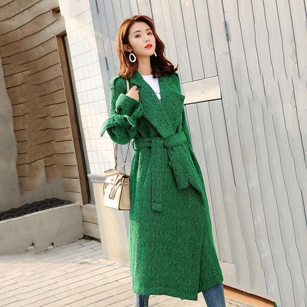 women's wool & blends woolen coat spring korean version slim fit lace up tweed medium long knee green, Black
women's wool & blends woolen coat spring korean version slim fit lace up tweed medium long knee green, Black