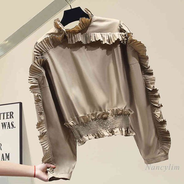 blouses fold ruffled blouse for woman solid color stand collar long sleeve shirts women's crop blusas mujer khaki white black
blouses fold ruffled blouse for woman solid color stand collar long sleeve shirts women's crop blusas mujer khaki white black