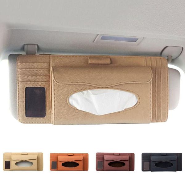 

car organizer universal sun visor faux leather tissue box pen cd card holder automobiles stowing tidying