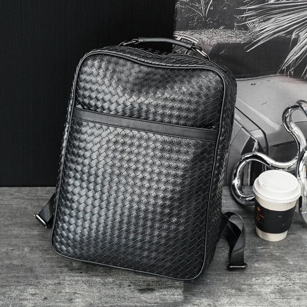 bag handbag leisure large capacity woven backpack for men, Black;red 
bag handbag leisure large capacity woven backpack for men, Black;red