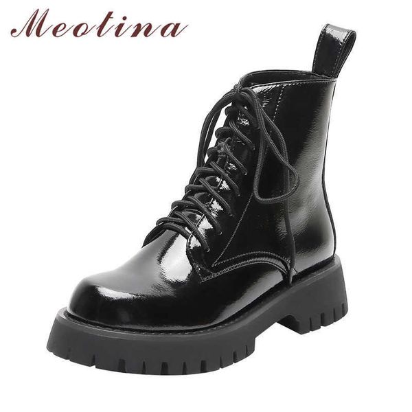 meotina motorcycle boots women shoes real leather platform mid heel ankle boots lace up thick heels short boots ladies black 40 210608
meotina motorcycle boots women shoes real leather platform mid heel ankle boots lace up thick heels short boots ladies black 40 210608