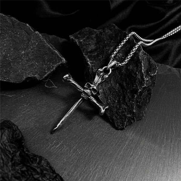 chains fashion necklaces for women men skull cross pendant long chain necklace vintage punk goth jewelry wholesale, Silver
chains fashion necklaces for women men skull cross pendant long chain necklace vintage punk goth jewelry wholesale, Silver