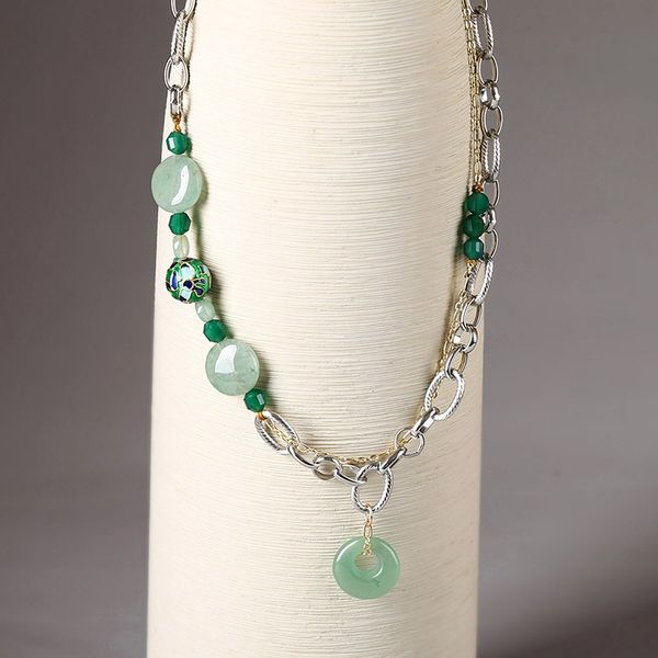 xianlan340 antique green jade pendant necklace female national wind clavicle chain neck chain necklace web celebrity neck ornament, Silver
xianlan340 antique green jade pendant necklace female national wind clavicle chain neck chain necklace web celebrity neck ornament, Silver