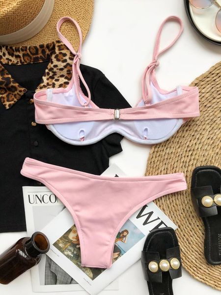 women's swimwear 2021 sweet and elegant candy color split swimsuit bikini set beach, White;black
women's swimwear 2021 sweet and elegant candy color split swimsuit bikini set beach, White;black