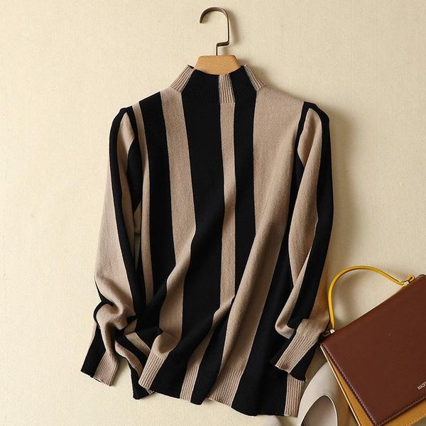 women's sweaters 2021 striped women and pullovers knitted loose lady elegant pulls outwear coat, White;black
women's sweaters 2021 striped women and pullovers knitted loose lady elegant pulls outwear coat, White;black