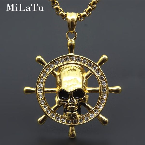 pendant necklaces men hiphop rudder skull necklace gold color stainless steel iced out rhinestone navy sailor ne581g, Silver
pendant necklaces men hiphop rudder skull necklace gold color stainless steel iced out rhinestone navy sailor ne581g, Silver