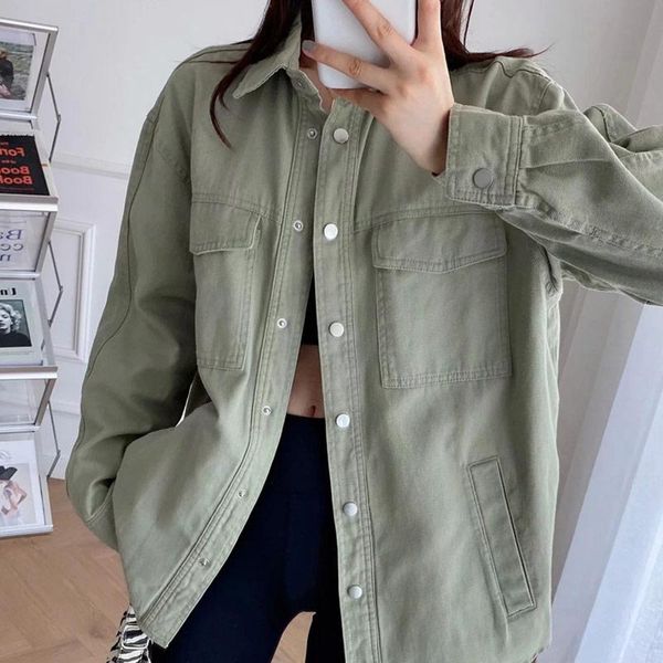 women's jackets loose women autumn jacket long sleeve turn down collar casual female shirt coats pocket solid color ladies 2021, Black;brown
women's jackets loose women autumn jacket long sleeve turn down collar casual female shirt coats pocket solid color ladies 2021, Black;brown
