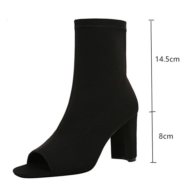 dress shoes moda estiramento botas femininas simples grosso saltos altos peep toe ankle boots primavera outono casual streetwear curtas sapa, Black
dress shoes moda estiramento botas femininas simples grosso saltos altos peep toe ankle boots primavera outono casual streetwear curtas sapa, Black