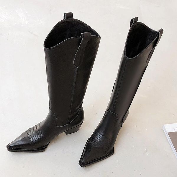 boots autumn and winter thick heel middle cowhide high tube white long fashion shoes women's 40, Black
boots autumn and winter thick heel middle cowhide high tube white long fashion shoes women's 40, Black