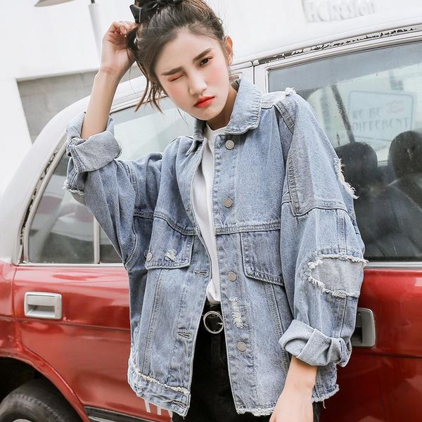 women's jackets 2021spring and autumn korean style ripped denim jacket women big pockets loose personality, Black;brown
women's jackets 2021spring and autumn korean style ripped denim jacket women big pockets loose personality, Black;brown