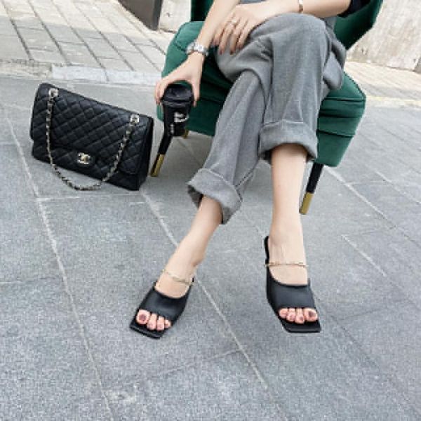 fashion women slippers peep square toe slip on thin high heels metal chain shallow slides pumps black white yellow summer party
fashion women slippers peep square toe slip on thin high heels metal chain shallow slides pumps black white yellow summer party
