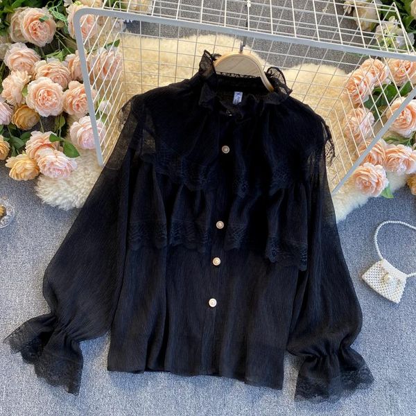 women's blouses & shirts lace chiffon shirt for women lantern sleeve ruffled collar lotus leaf blouse fashion female clothes 2021 sprin, White
women's blouses & shirts lace chiffon shirt for women lantern sleeve ruffled collar lotus leaf blouse fashion female clothes 2021 sprin, White