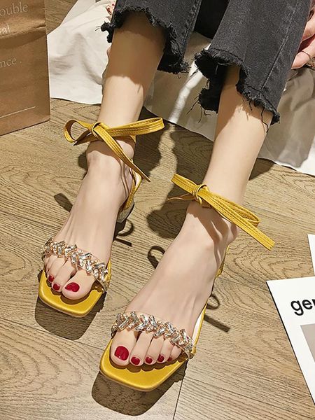 dress shoes women's sandals 2021 summer diamond bright strap high-heeled, Black