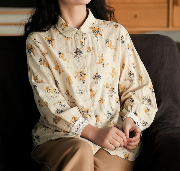 women's blouses & shirts 2021 blouse retro loose women shirt cardigan button print casual all-match vintage, White
women's blouses & shirts 2021 blouse retro loose women shirt cardigan button print casual all-match vintage, White