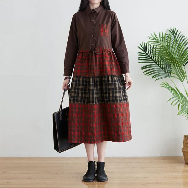 casual dresses 2021 korea style patchwork plaid fashion blouse women spring autumn dress cotton linen draw string office lady work, Black;gray
casual dresses 2021 korea style patchwork plaid fashion blouse women spring autumn dress cotton linen draw string office lady work, Black;gray
