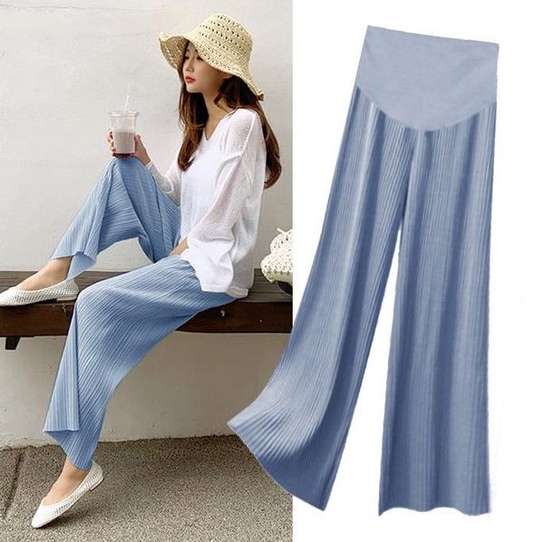 maternity bottoms plus size ice silk wide leg loose pants for pregnant women pleated trousers maternity elastic solid blue clothes ol formal, White
maternity bottoms plus size ice silk wide leg loose pants for pregnant women pleated trousers maternity elastic solid blue clothes ol formal, White