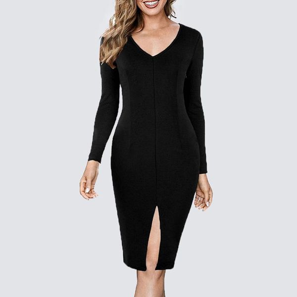 casual dresses women formal wear to work office business split pencil dress elegant long sleeve sheath fitted bodycon lady h826, Black;gray
casual dresses women formal wear to work office business split pencil dress elegant long sleeve sheath fitted bodycon lady h826, Black;gray