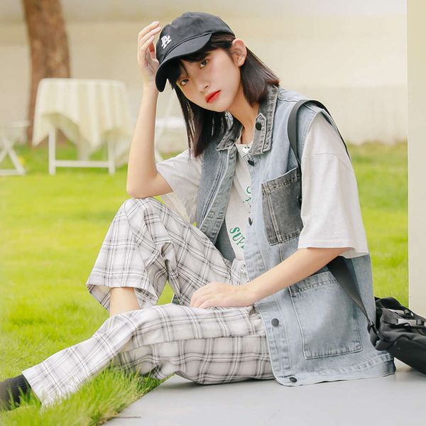 denim vest coat women's autumn winter loose kong style medium long style, denim outside, White
denim vest coat women's autumn winter loose kong style medium long style, denim outside, White