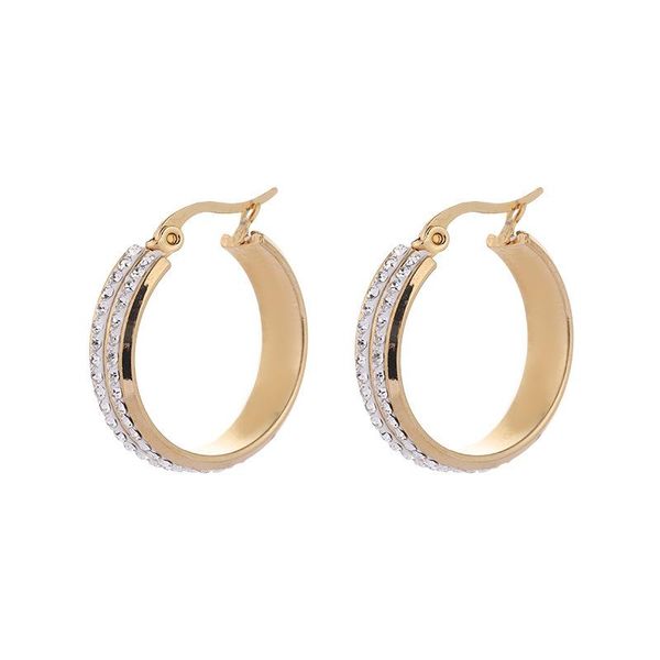 hoop & huggie gold-color ip plating 316 stainless steel two rows zircon earrings no fade allergy classical brief style, Golden;silver
hoop & huggie gold-color ip plating 316 stainless steel two rows zircon earrings no fade allergy classical brief style, Golden;silver