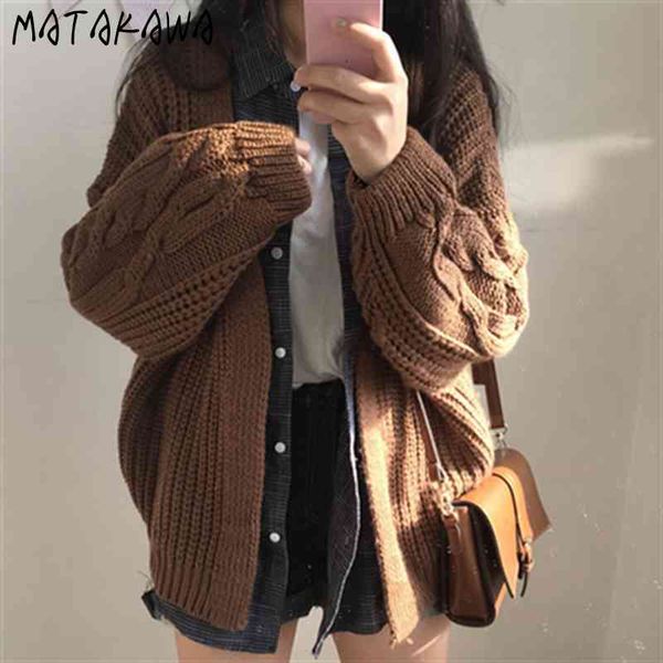 matakawa korean sweater retro ladies knitted cardigan autumn long sleeve sweaters fashion women 210513, White;black
matakawa korean sweater retro ladies knitted cardigan autumn long sleeve sweaters fashion women 210513, White;black