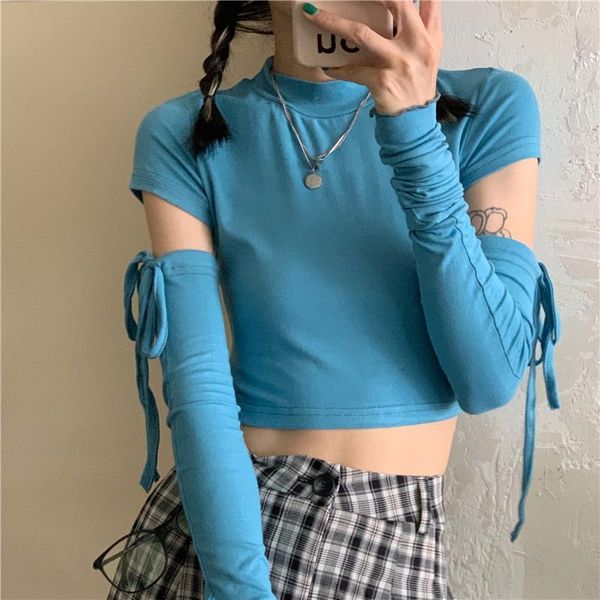 women removable sleeves t-shirt straps buttons spring autumn 2021 thin fashion long sleeve e1280 women's, White
women removable sleeves t-shirt straps buttons spring autumn 2021 thin fashion long sleeve e1280 women's, White