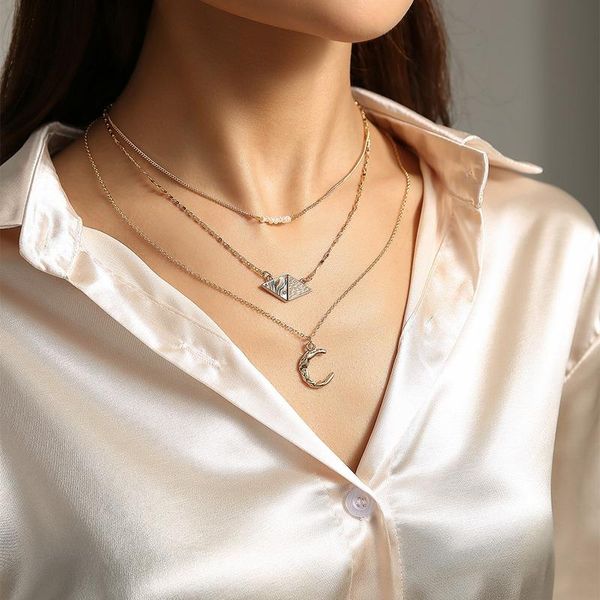 pendant necklaces fashion trend golden multi-layer moon women necklace freshwater pearl ins style party holiday jewelry, Silver
pendant necklaces fashion trend golden multi-layer moon women necklace freshwater pearl ins style party holiday jewelry, Silver