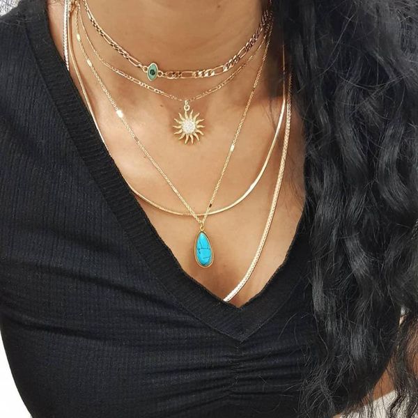 gold vintage necklaces for women female multilevel fashion blue eye crystal sun pendant necklace jewelry gift, Silver
gold vintage necklaces for women female multilevel fashion blue eye crystal sun pendant necklace jewelry gift, Silver