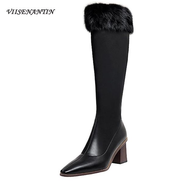 boots knee-high autumn winter snow square toe thick heel side zipper fur women stretch knight 2021, Black
boots knee-high autumn winter snow square toe thick heel side zipper fur women stretch knight 2021, Black