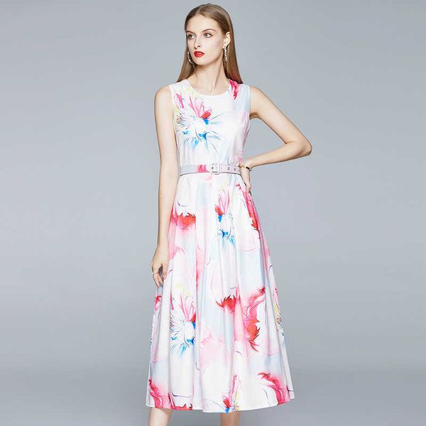 summer fashion designer office lady midi dress women's sleeveless colorful flower print casual long with sashes 210529, Black;gray
summer fashion designer office lady midi dress women's sleeveless colorful flower print casual long with sashes 210529, Black;gray