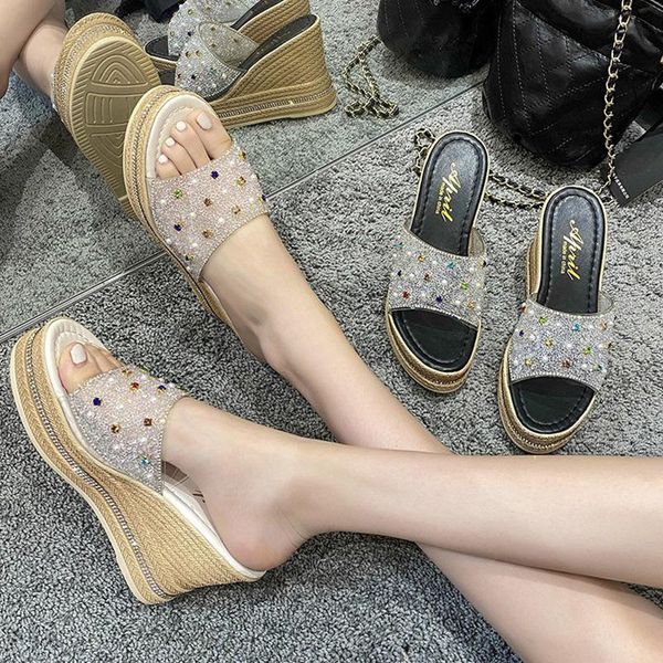 slippers female shoes house platform glitter slides women heels fashion on a wedge 2021 jelly high luxury beach crystal scandals, Black
slippers female shoes house platform glitter slides women heels fashion on a wedge 2021 jelly high luxury beach crystal scandals, Black