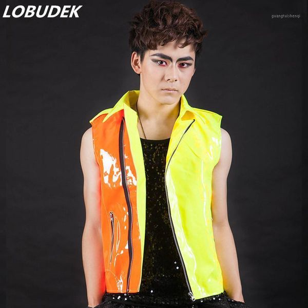 men's fur & faux male singer stage pu leather coat vest orange yellow sleeveless jacket bar rock dancer drummer costume waistcoat, Black
men's fur & faux male singer stage pu leather coat vest orange yellow sleeveless jacket bar rock dancer drummer costume waistcoat, Black