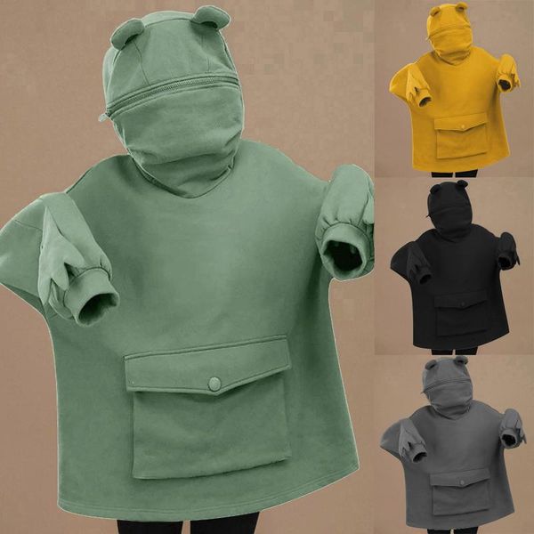 women's hoodies & sweatshirts harajuku hoodie lovely frog autumn female thicken stitching three-dimensional pocket cute pullover hooded, Black
women's hoodies & sweatshirts harajuku hoodie lovely frog autumn female thicken stitching three-dimensional pocket cute pullover hooded, Black