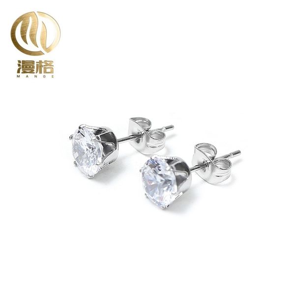 stainless steel six claw round zircon white / color earrings simple fashion earrings, Black
stainless steel six claw round zircon white / color earrings simple fashion earrings, Black