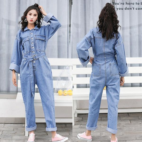 women's jumpsuits & rompers belt waist shirt denim women buttons long sleeve casual overalls loose blue bf jeans ld1005, Black;white
women's jumpsuits & rompers belt waist shirt denim women buttons long sleeve casual overalls loose blue bf jeans ld1005, Black;white