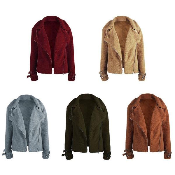 women winter fluffy plush coat long sleeve zipper jacket casual lapel warm outwear women's jackets, Black;brown
women winter fluffy plush coat long sleeve zipper jacket casual lapel warm outwear women's jackets, Black;brown