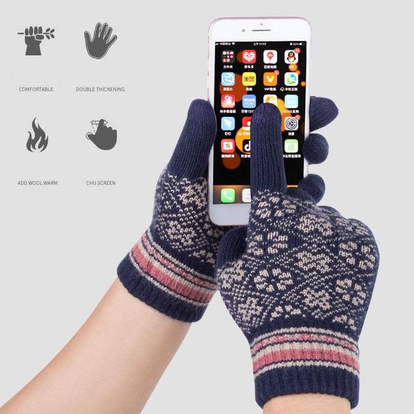 five fingers gloves winter women' knitted touch screen print mitten thicken warm wool cashmere solid business, Blue;gray
five fingers gloves winter women' knitted touch screen print mitten thicken warm wool cashmere solid business, Blue;gray