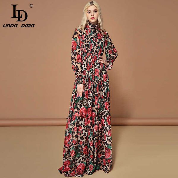 ld linda della fashion runway long sleeve maxi dresses women's elegant party rose floral leopard print long dress holiday dress 210719, White;black
ld linda della fashion runway long sleeve maxi dresses women's elegant party rose floral leopard print long dress holiday dress 210719, White;black