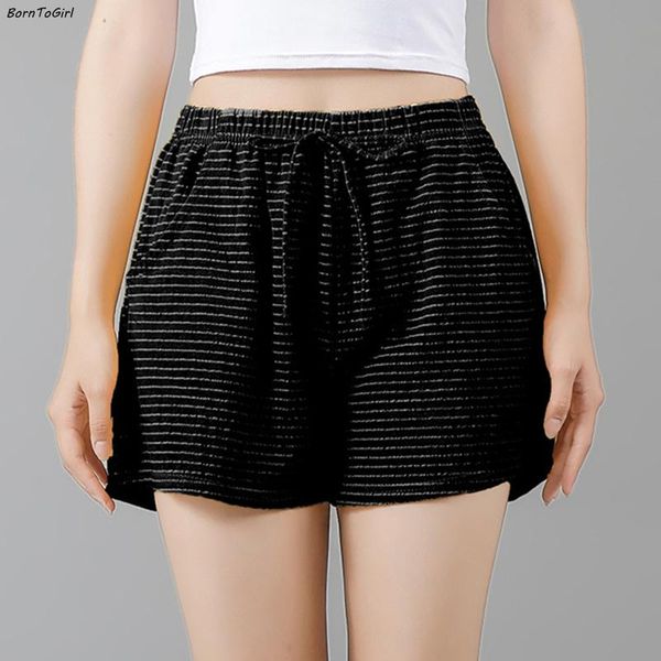 women's shorts borntogirl casual striped drawstring women blue yellow black khaki loose with pockets, White;black
women's shorts borntogirl casual striped drawstring women blue yellow black khaki loose with pockets, White;black