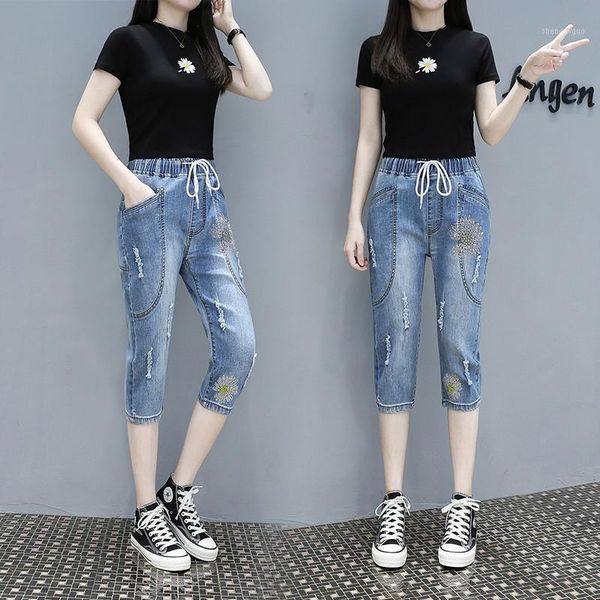 women's jeans 2021 plus size 4xl hole boyfriend women casual cropped pants waist slim trousers breathable diamond elastic harem, Blue
women's jeans 2021 plus size 4xl hole boyfriend women casual cropped pants waist slim trousers breathable diamond elastic harem, Blue