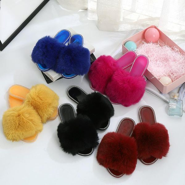 women's plush slippers shoes lovely wear resistant fluffy sandals fur candy colored, Black
women's plush slippers shoes lovely wear resistant fluffy sandals fur candy colored, Black