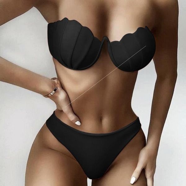 women's swimwear solid color tube bikini split swimsuit women swimming suit for 2 piece set, White;black
women's swimwear solid color tube bikini split swimsuit women swimming suit for 2 piece set, White;black