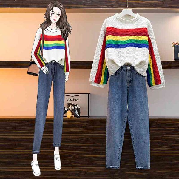 women's sweaters ichoix two-piece winter sweater put together long female sleeve + pants casual fashion jeans two pice rainbow suit clo, White;black
women's sweaters ichoix two-piece winter sweater put together long female sleeve + pants casual fashion jeans two pice rainbow suit clo, White;black