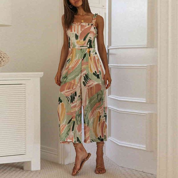 high waist summer sling jumpsuits wide leg pants women floral print sleeveless long jumpsuit casual loose female rompers 2021, Black;white
high waist summer sling jumpsuits wide leg pants women floral print sleeveless long jumpsuit casual loose female rompers 2021, Black;white