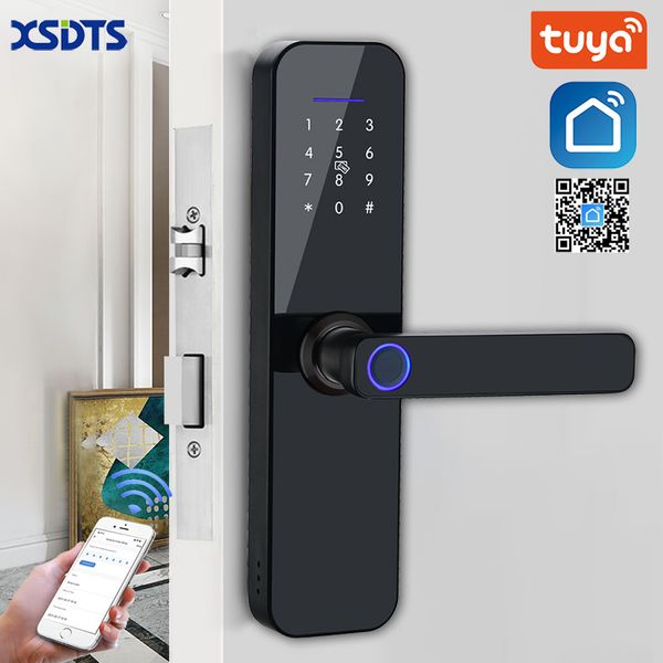 tuya wifi electronic smart door lock with biometric fingerprint / smart card / password / key unlock/ usb emergency charge
tuya wifi electronic smart door lock with biometric fingerprint / smart card / password / key unlock/ usb emergency charge