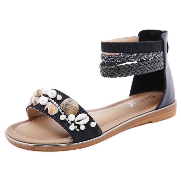sandals summer women slides bohemian conch shell pearl weave cover heels shoes female gladiator sandalias plus size 36-42, Black
sandals summer women slides bohemian conch shell pearl weave cover heels shoes female gladiator sandalias plus size 36-42, Black