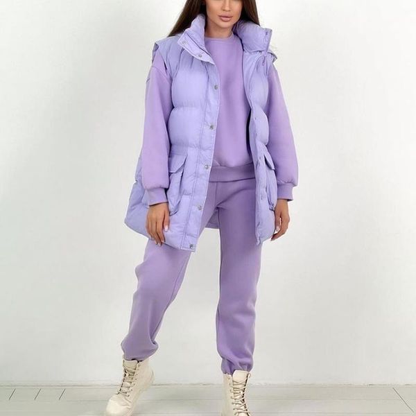 women's two piece pants berry fashion casual hooded cotton vests suits women elegant ankle banded suit o neck ladies, White
women's two piece pants berry fashion casual hooded cotton vests suits women elegant ankle banded suit o neck ladies, White