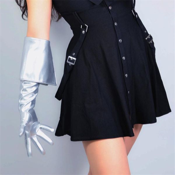 five fingers gloves latex long faux patent leather 26" 65cm deepth cut flip foldover silver women party wpu210, Blue;gray
five fingers gloves latex long faux patent leather 26" 65cm deepth cut flip foldover silver women party wpu210, Blue;gray