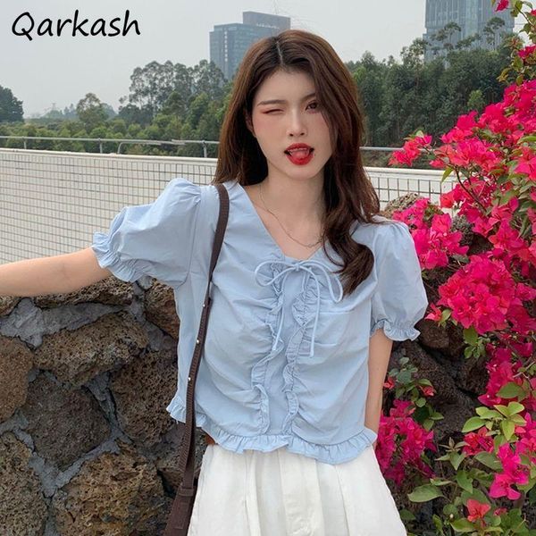 women's blouses & shirts women ins slim students high street summer holiday solid simple female soft all-match crops chic harajuku prep, White
women's blouses & shirts women ins slim students high street summer holiday solid simple female soft all-match crops chic harajuku prep, White